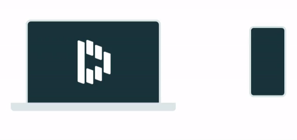 Information flows from a laptop screen with the Dashlane logo to a mobile device with the Dashlane logo.
