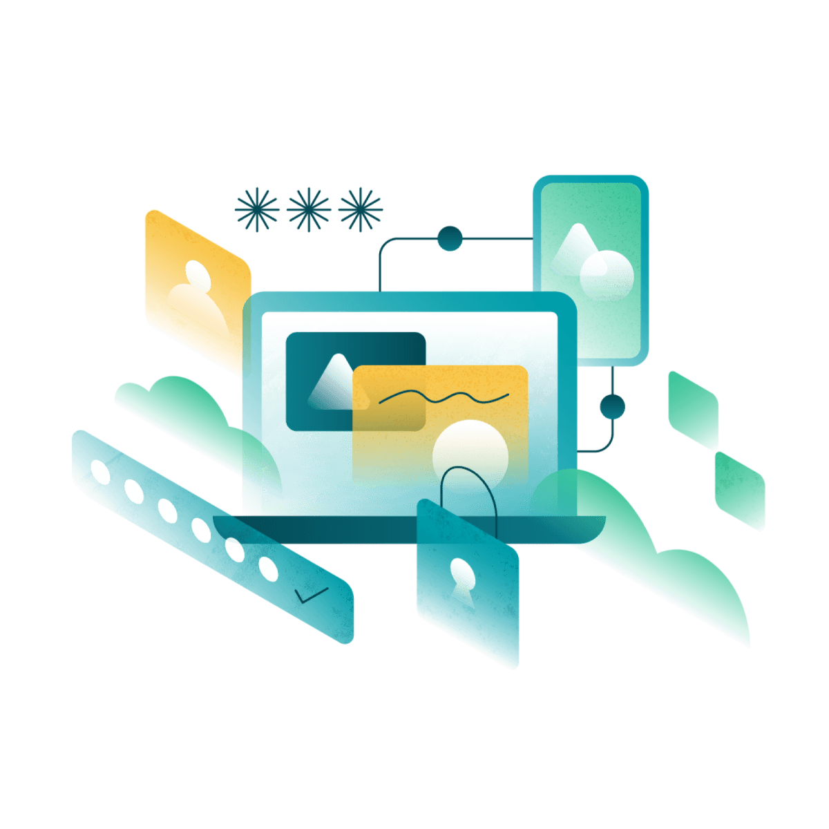 Graphical depiction of security between multiple devices and platforms