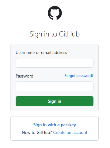 Screenshot of the GitHub login page.