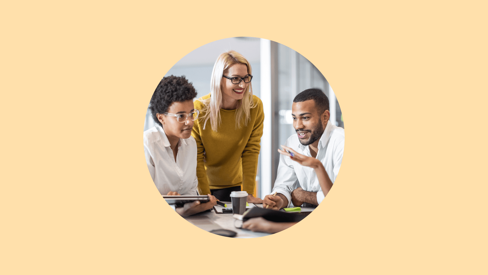 Photo of a team of three people