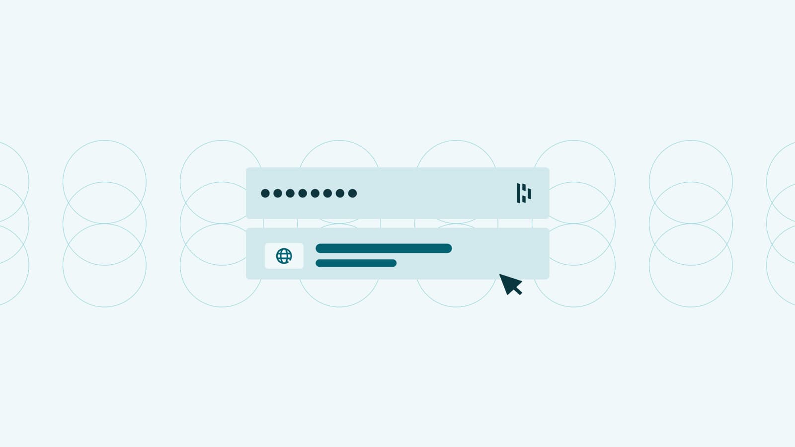 A green and blue background with three blue slanted rectangles in the middle. A white Dashlane logo is overlaid on top.