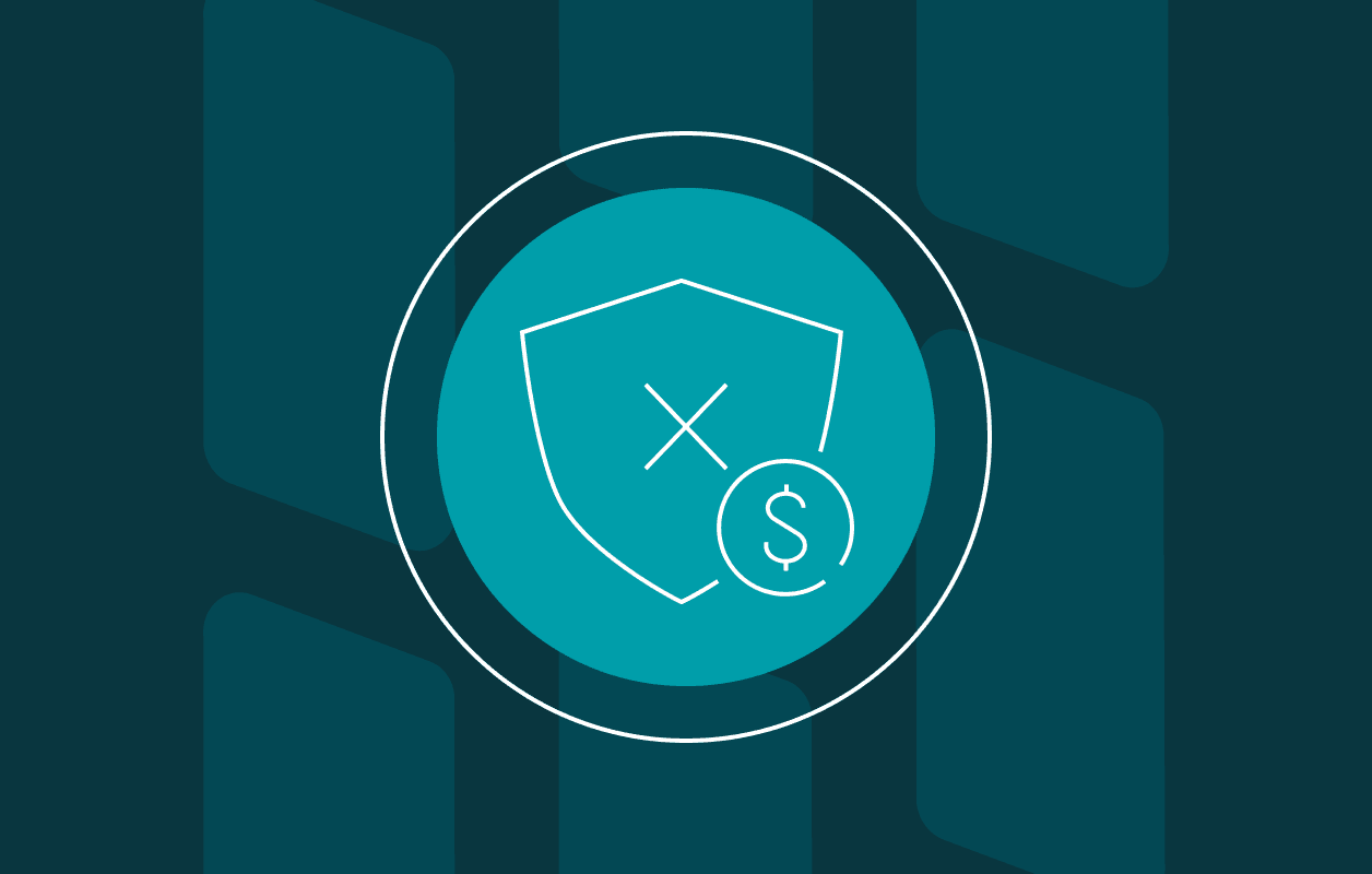 A green and blue background with three blue slanted rectangles in the middle. A white Dashlane logo is overlaid on top.