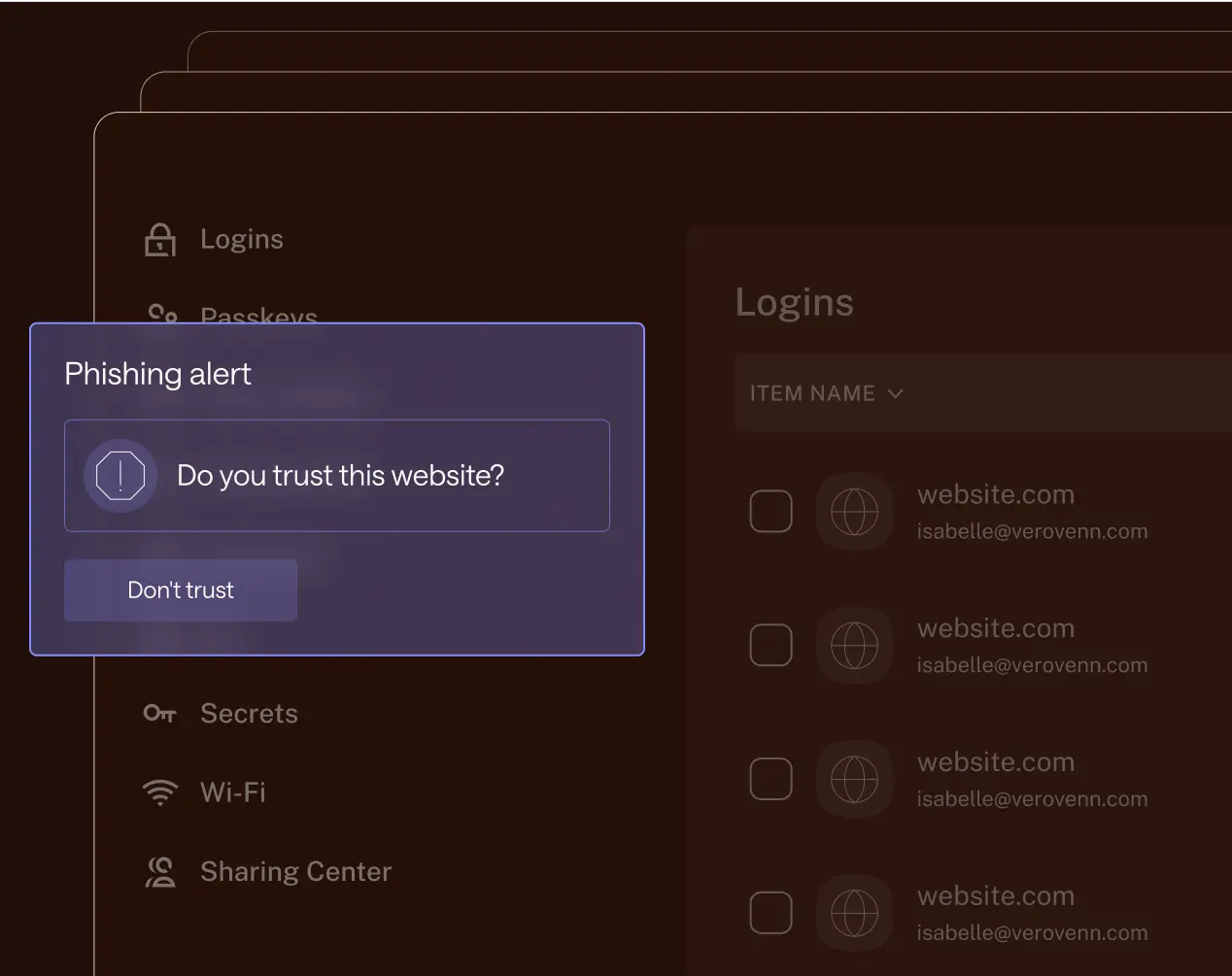 Illustration of AI phishing alerts and real-time phishing protection as employees browse.