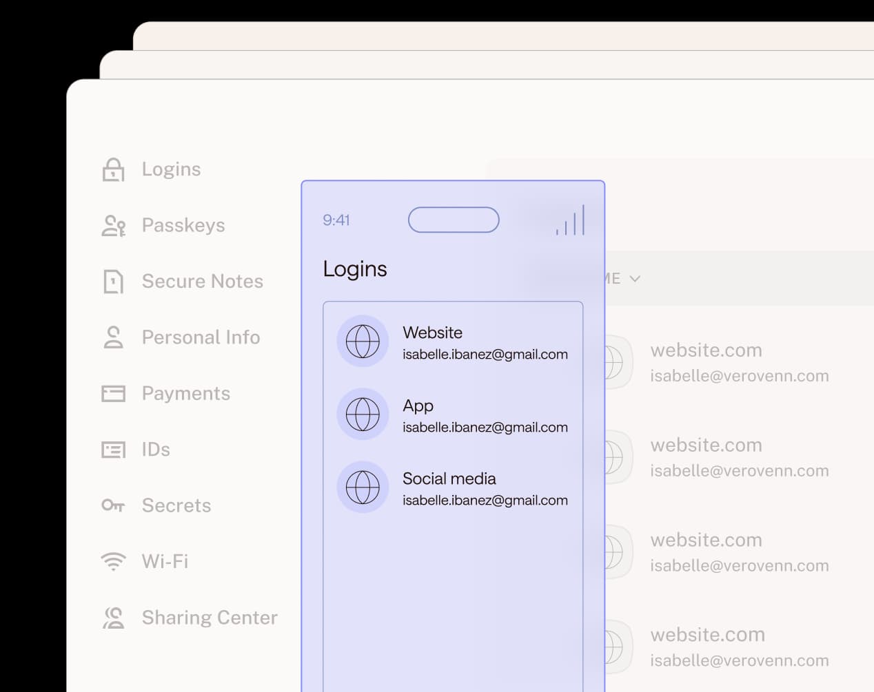 Illustration of personal password management vault on the web.