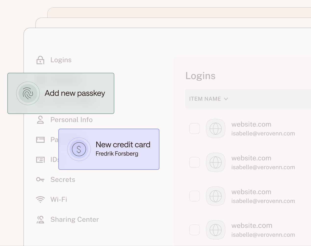 Illustration of personal password management vault and built-in security features.