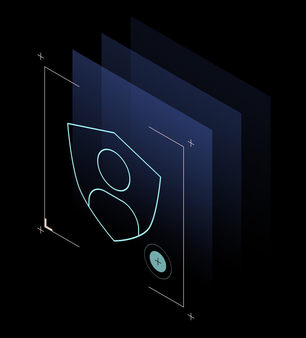 Illustration of shielded employee, representing secure business password management provided with Omnix.