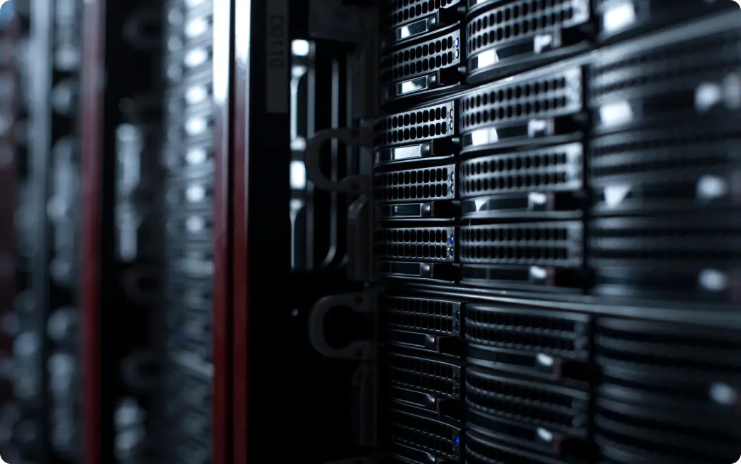 Rackmount Servers in a Data Center.