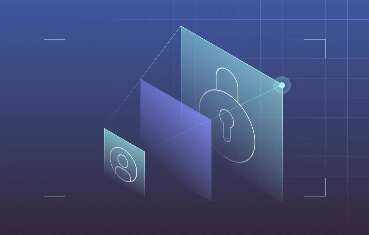 Image of digital person icon with a lock